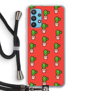CaseCompany Mini cactus: Samsung Galaxy A32 4G Transparant Hoesje met koord