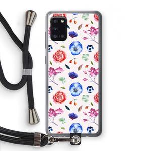 CaseCompany Bloemetjes: Samsung Galaxy A31 Transparant Hoesje met koord