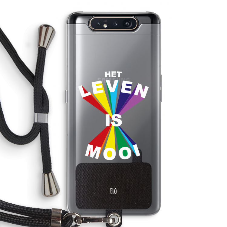 CaseCompany Het Leven Is Mooi: Samsung Galaxy A80 Transparant Hoesje met koord