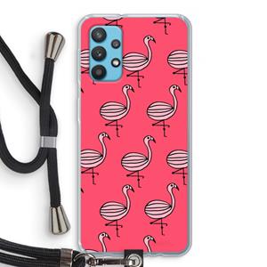 CaseCompany Flamingo: Samsung Galaxy A32 4G Transparant Hoesje met koord
