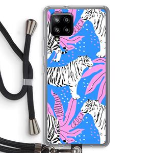 CaseCompany Tijger: Samsung Galaxy A42 5G Transparant Hoesje met koord