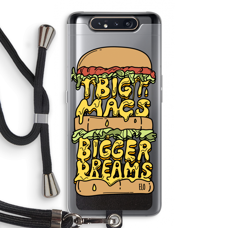 CaseCompany Big Macs Bigger Dreams: Samsung Galaxy A80 Transparant Hoesje met koord