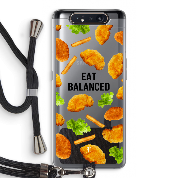 CaseCompany Eat Balanced: Samsung Galaxy A80 Transparant Hoesje met koord