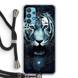 CaseCompany Darkness Tiger: Samsung Galaxy A32 4G Transparant Hoesje met koord