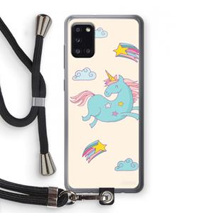 CaseCompany Vliegende eenhoorn: Samsung Galaxy A31 Transparant Hoesje met koord