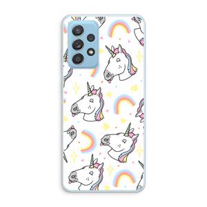CaseCompany Rainbow Unicorn: Samsung Galaxy A73 Transparant Hoesje