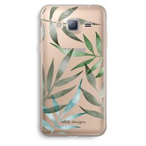CaseCompany Tropical watercolor leaves: Samsung Galaxy J3 (2016) Transparant Hoesje