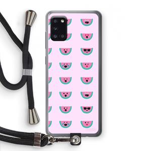 CaseCompany Smiley watermeloenprint: Samsung Galaxy A31 Transparant Hoesje met koord