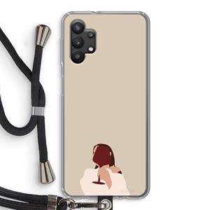 CaseCompany I drink wine: Samsung Galaxy A32 5G Transparant Hoesje met koord