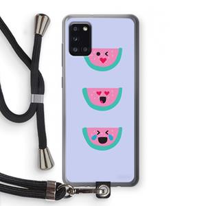 CaseCompany Smiley watermeloen: Samsung Galaxy A31 Transparant Hoesje met koord