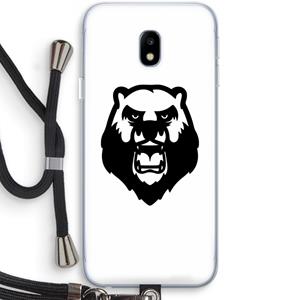 CaseCompany Angry Bear (white): Samsung Galaxy J3 (2017) Transparant Hoesje met koord
