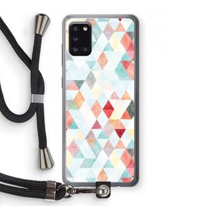 CaseCompany Gekleurde driehoekjes pastel: Samsung Galaxy A31 Transparant Hoesje met koord