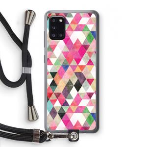 CaseCompany Gekleurde driehoekjes: Samsung Galaxy A31 Transparant Hoesje met koord