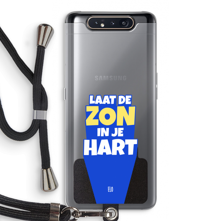 CaseCompany Laat de zon in je hart: Samsung Galaxy A80 Transparant Hoesje met koord