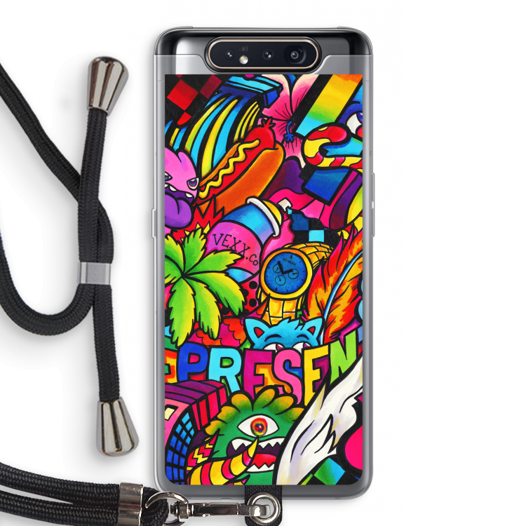 CaseCompany Represent: Samsung Galaxy A80 Transparant Hoesje met koord