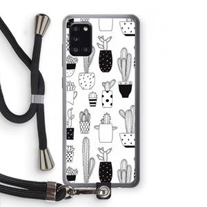 CaseCompany Cactusmotief: Samsung Galaxy A31 Transparant Hoesje met koord