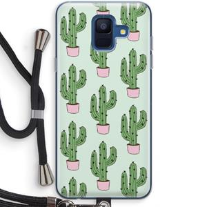 CaseCompany Cactus Lover: Samsung Galaxy A6 (2018) Transparant Hoesje met koord