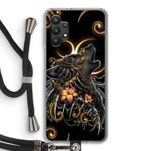 CaseCompany Huilende Wolf: Samsung Galaxy A32 5G Transparant Hoesje met koord