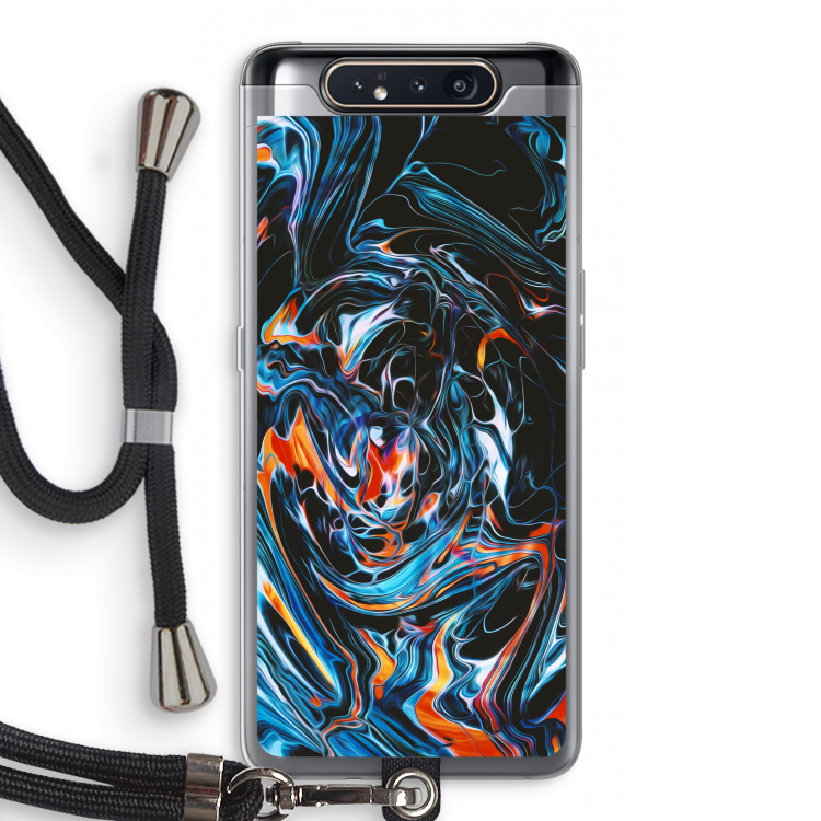 CaseCompany Black Unicorn: Samsung Galaxy A80 Transparant Hoesje met koord