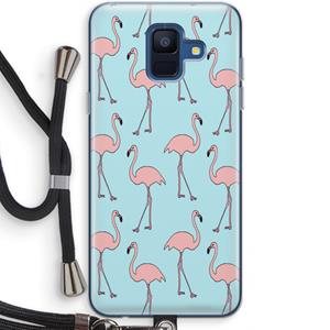 CaseCompany Anything Flamingoes: Samsung Galaxy A6 (2018) Transparant Hoesje met koord