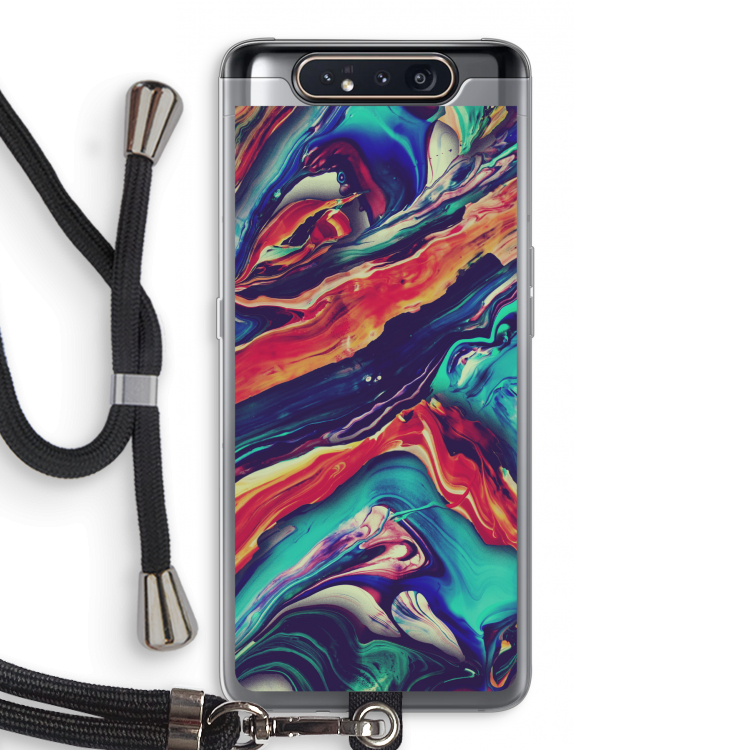 CaseCompany Chameleon Sun: Samsung Galaxy A80 Transparant Hoesje met koord