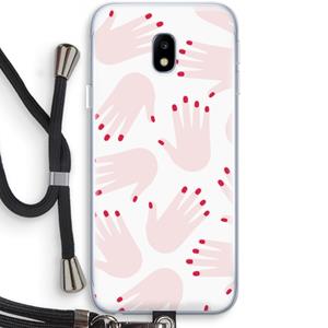 CaseCompany Hands pink: Samsung Galaxy J3 (2017) Transparant Hoesje met koord