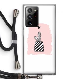 CaseCompany Zwart-wit cactus: Samsung Galaxy Note 20 Ultra / Note 20 Ultra 5G Transparant Hoesje met koord