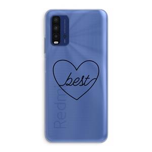 CaseCompany Best heart black: Xiaomi Redmi 9T Transparant Hoesje