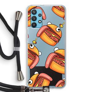 CaseCompany Hamburger: Samsung Galaxy A32 4G Transparant Hoesje met koord