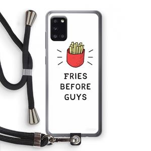 CaseCompany Fries before guys: Samsung Galaxy A31 Transparant Hoesje met koord