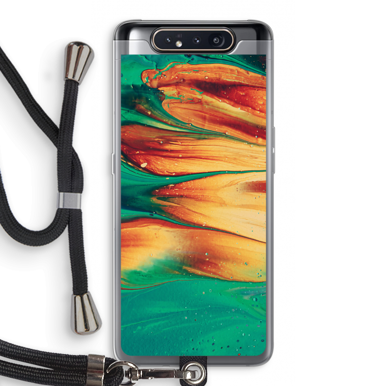 CaseCompany Green Inferno: Samsung Galaxy A80 Transparant Hoesje met koord