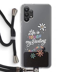 CaseCompany Tough Life: Samsung Galaxy A32 5G Transparant Hoesje met koord