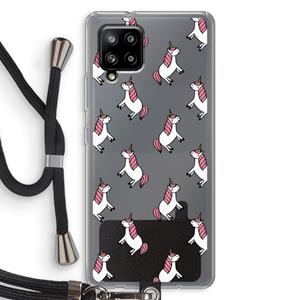 CaseCompany Eenhoorns overal: Samsung Galaxy A42 5G Transparant Hoesje met koord