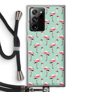 CaseCompany Flamingoprint groen: Samsung Galaxy Note 20 Ultra / Note 20 Ultra 5G Transparant Hoesje met koord