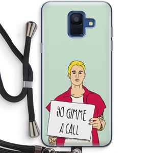 CaseCompany Gimme a call: Samsung Galaxy A6 (2018) Transparant Hoesje met koord