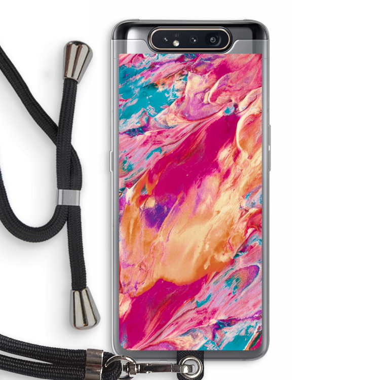 CaseCompany Pastel Echoes: Samsung Galaxy A80 Transparant Hoesje met koord