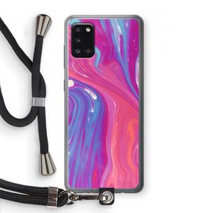 CaseCompany Paarse stroom: Samsung Galaxy A31 Transparant Hoesje met koord