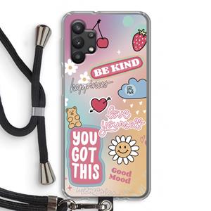 CaseCompany Positivity: Samsung Galaxy A32 5G Transparant Hoesje met koord