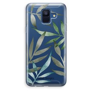CaseCompany Tropical watercolor leaves: Samsung Galaxy A6 (2018) Transparant Hoesje