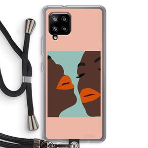 CaseCompany Orange lips: Samsung Galaxy A42 5G Transparant Hoesje met koord