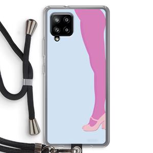 CaseCompany Pink panty: Samsung Galaxy A42 5G Transparant Hoesje met koord