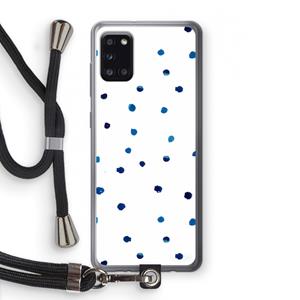 CaseCompany Blauwe stippen: Samsung Galaxy A31 Transparant Hoesje met koord