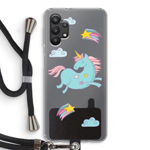 CaseCompany Vliegende eenhoorn: Samsung Galaxy A32 5G Transparant Hoesje met koord