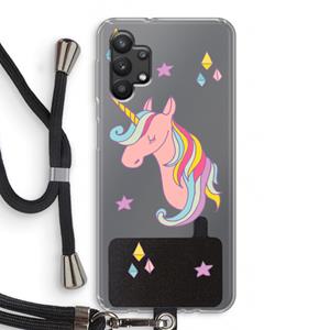 CaseCompany Roze eenhoorn: Samsung Galaxy A32 5G Transparant Hoesje met koord