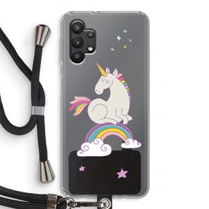 CaseCompany Regenboog eenhoorn: Samsung Galaxy A32 5G Transparant Hoesje met koord