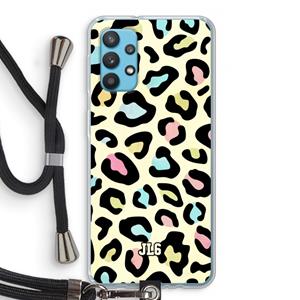 CaseCompany Leopard pattern: Samsung Galaxy A32 4G Transparant Hoesje met koord