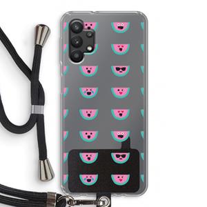CaseCompany Smiley watermeloenprint: Samsung Galaxy A32 5G Transparant Hoesje met koord