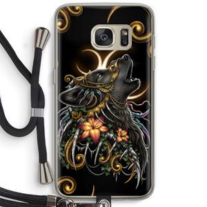 CaseCompany Huilende Wolf: Samsung Galaxy S7 Transparant Hoesje met koord