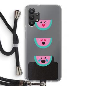 CaseCompany Smiley watermeloen: Samsung Galaxy A32 5G Transparant Hoesje met koord