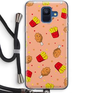 CaseCompany Chicken 'n Fries: Samsung Galaxy A6 (2018) Transparant Hoesje met koord